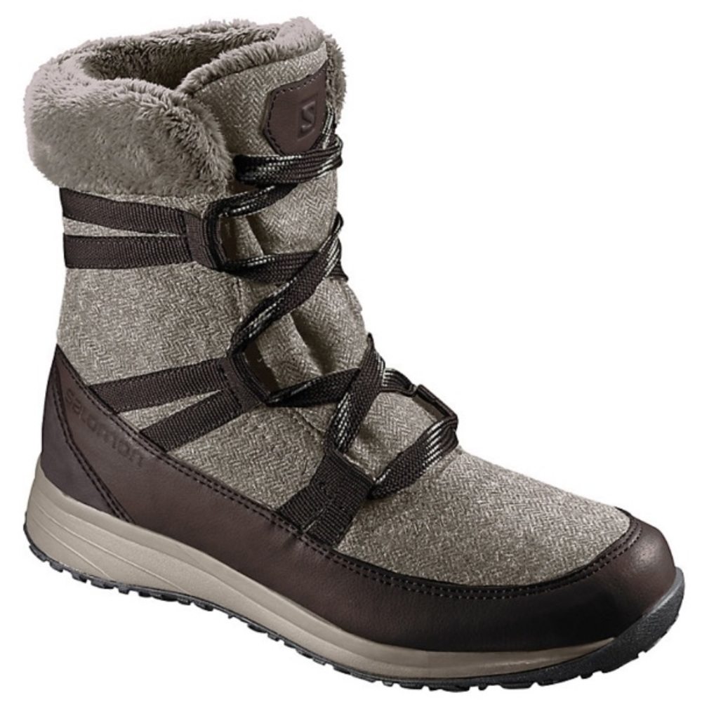 Salomon Women's Heika Boot CS WP | Waterproof Winter Snow Bootie | Brown Size 7
